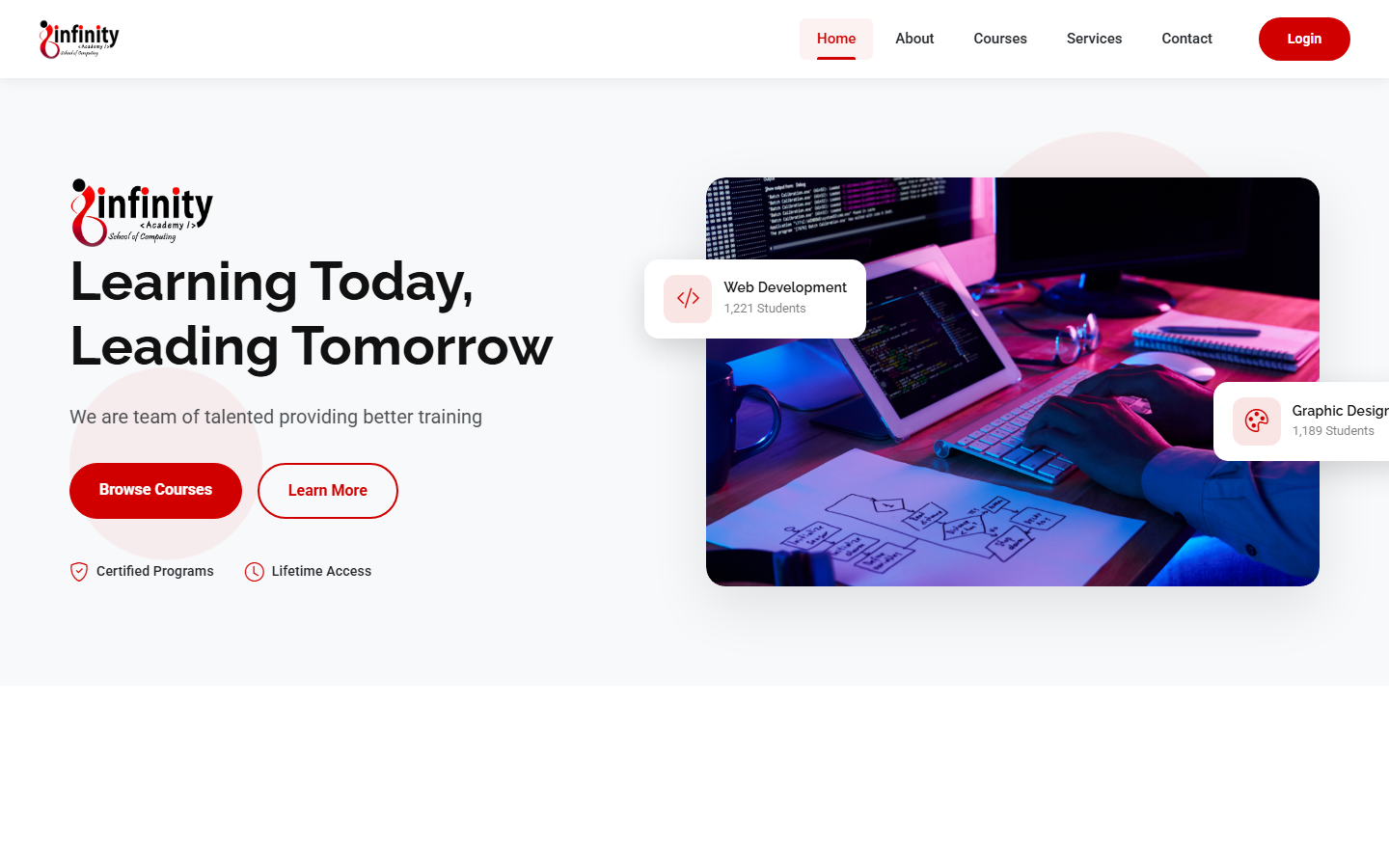 Infinity Academy homepage