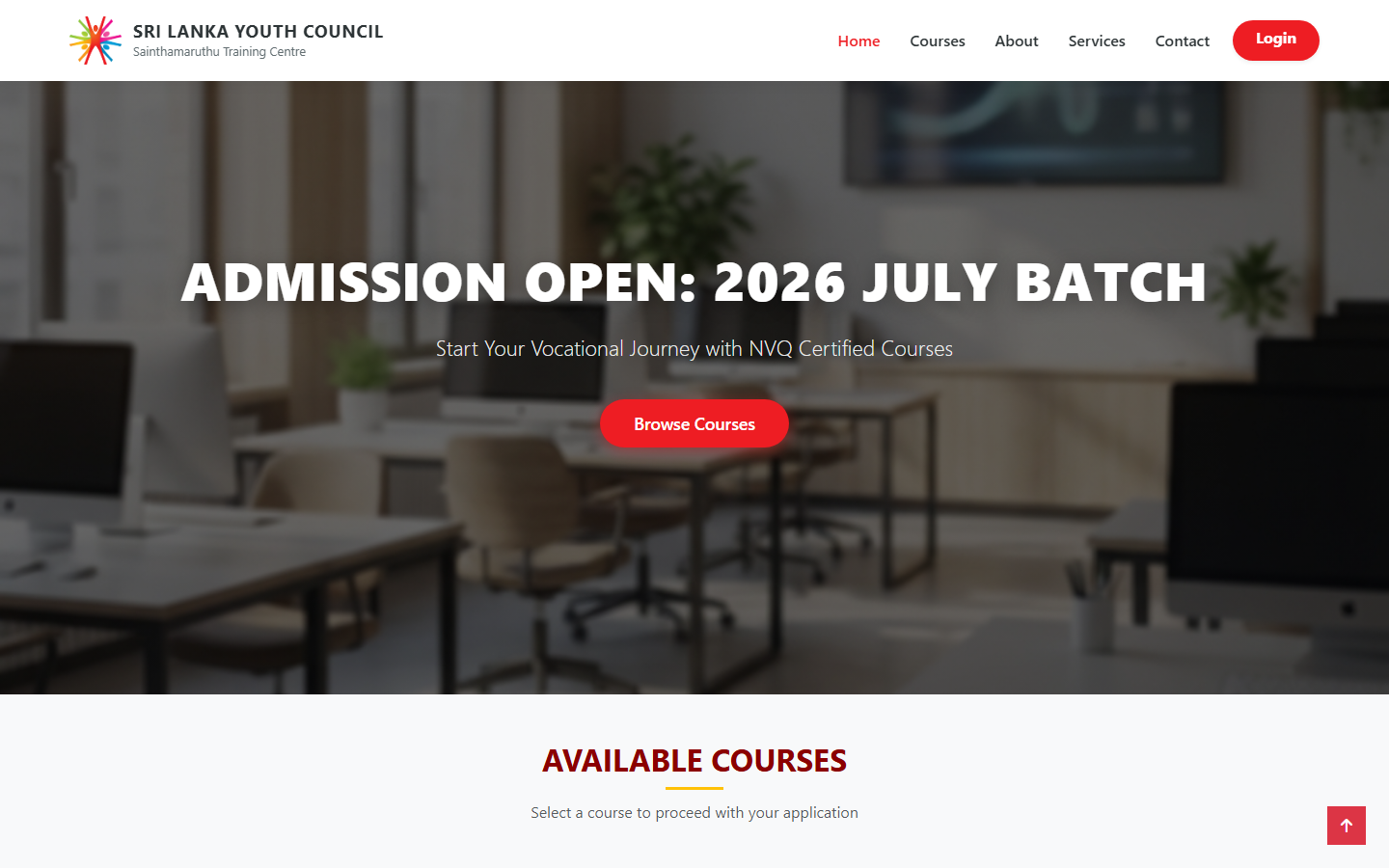 SLYC Enrollment Portal homepage